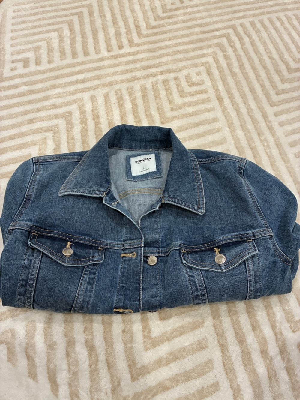 Women's Classic Blue Denim Jacket - Casual Jean Jacket Sz L - Picture 4 of 4